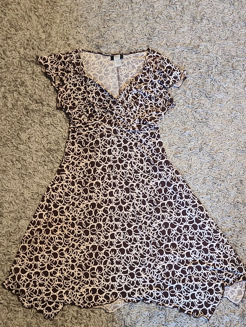 Studio 1940 Brown and Cream Floral-Loop Midi Dress